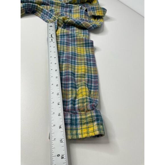 Woolrich Flannel Shirt Button Down Long Sleeve Collared Cotton Yellow Medium - Picture 11 of 11